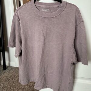 NWT Abercrombie & Fitch Taupe Premium Heavyweight Slub Tee Cropped Fit